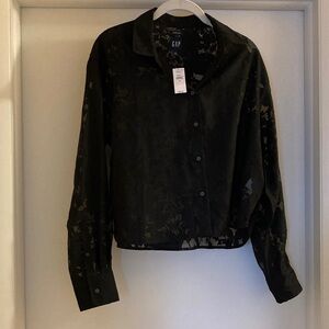 GAP Black Sheer Long Sleeve Blouse